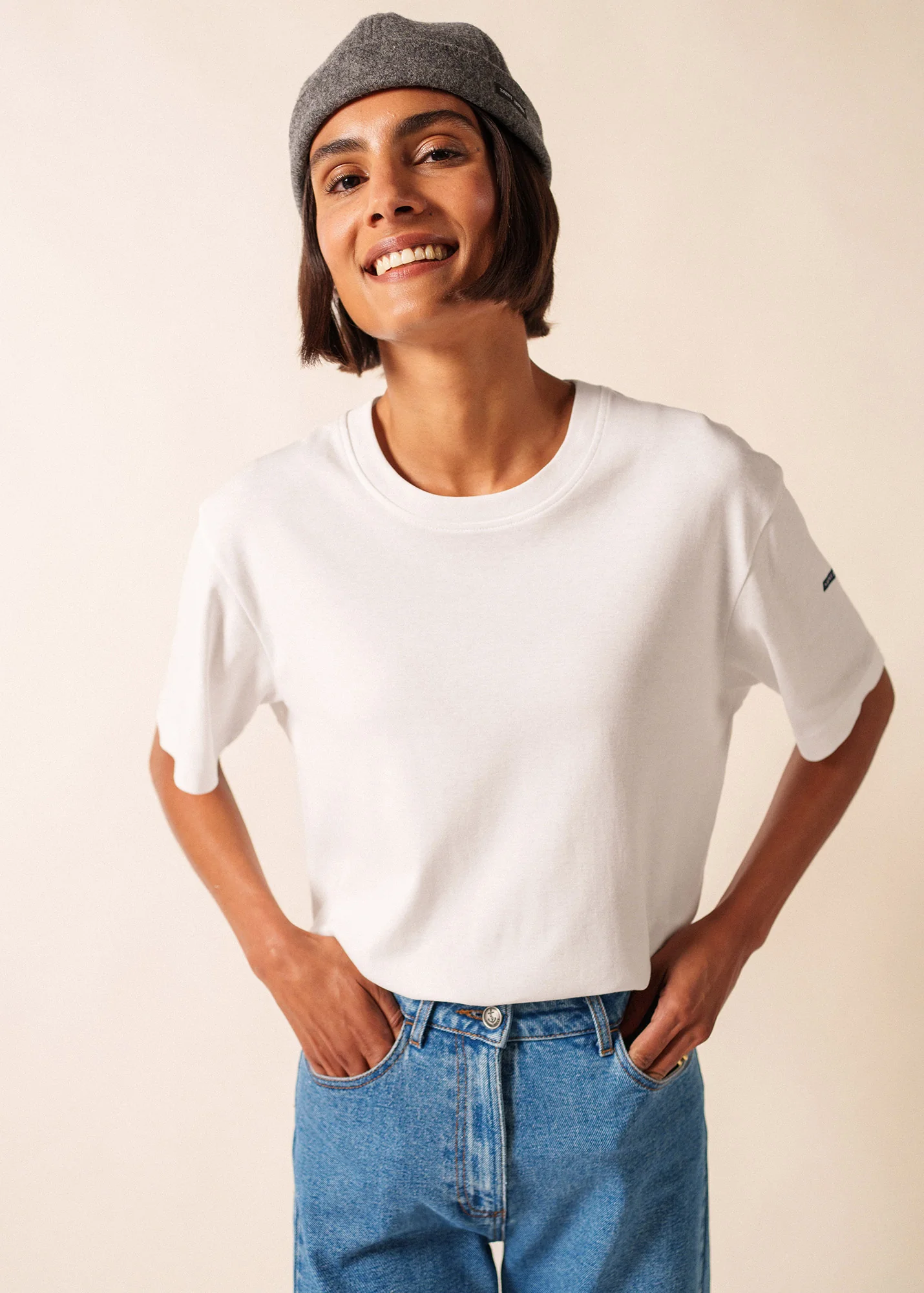 Bonnet court miki - en drap de laine (GRIS) - Image 4