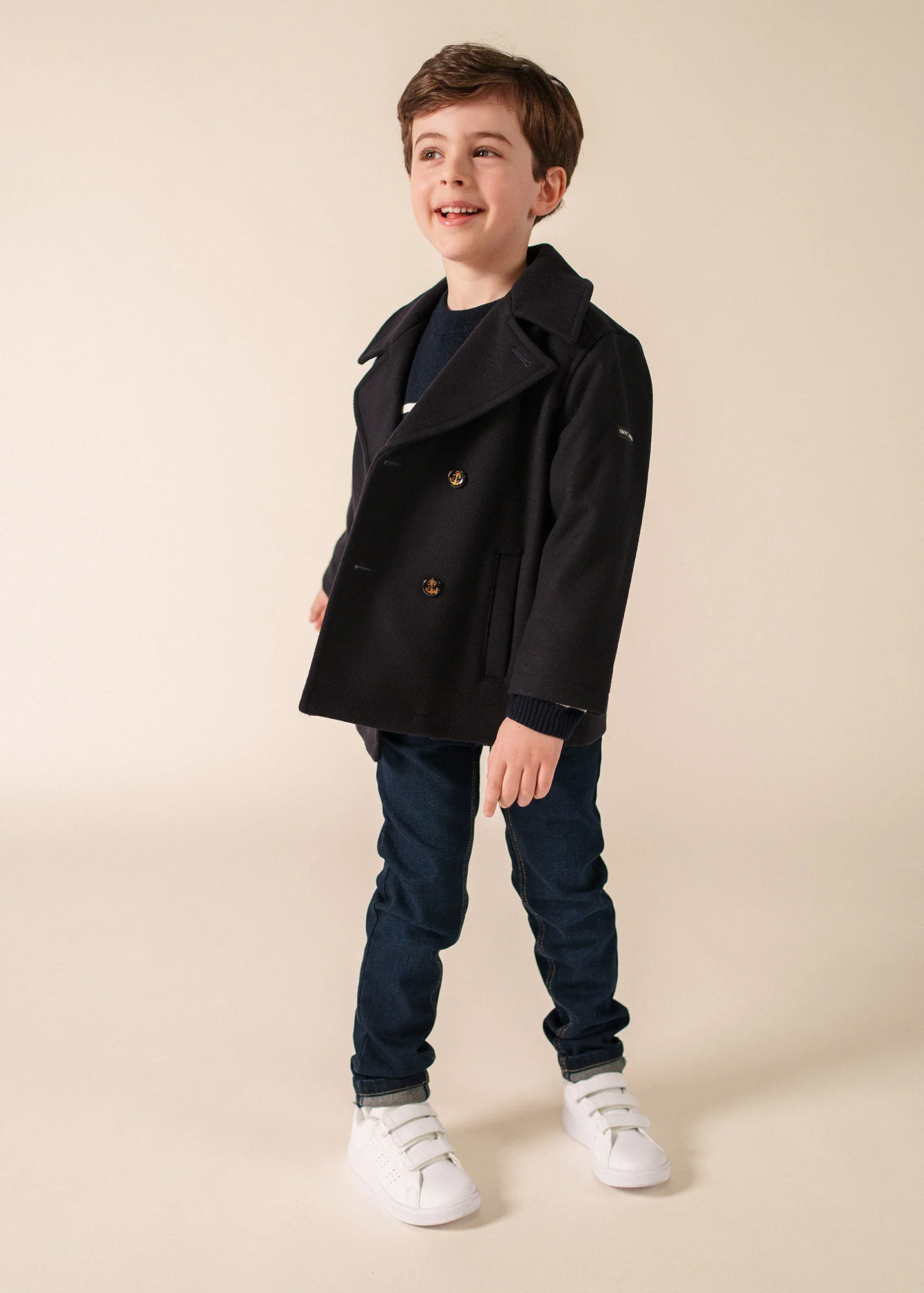 Caban enfant St Suliac - en drap de laine (NAVY) - Image 3