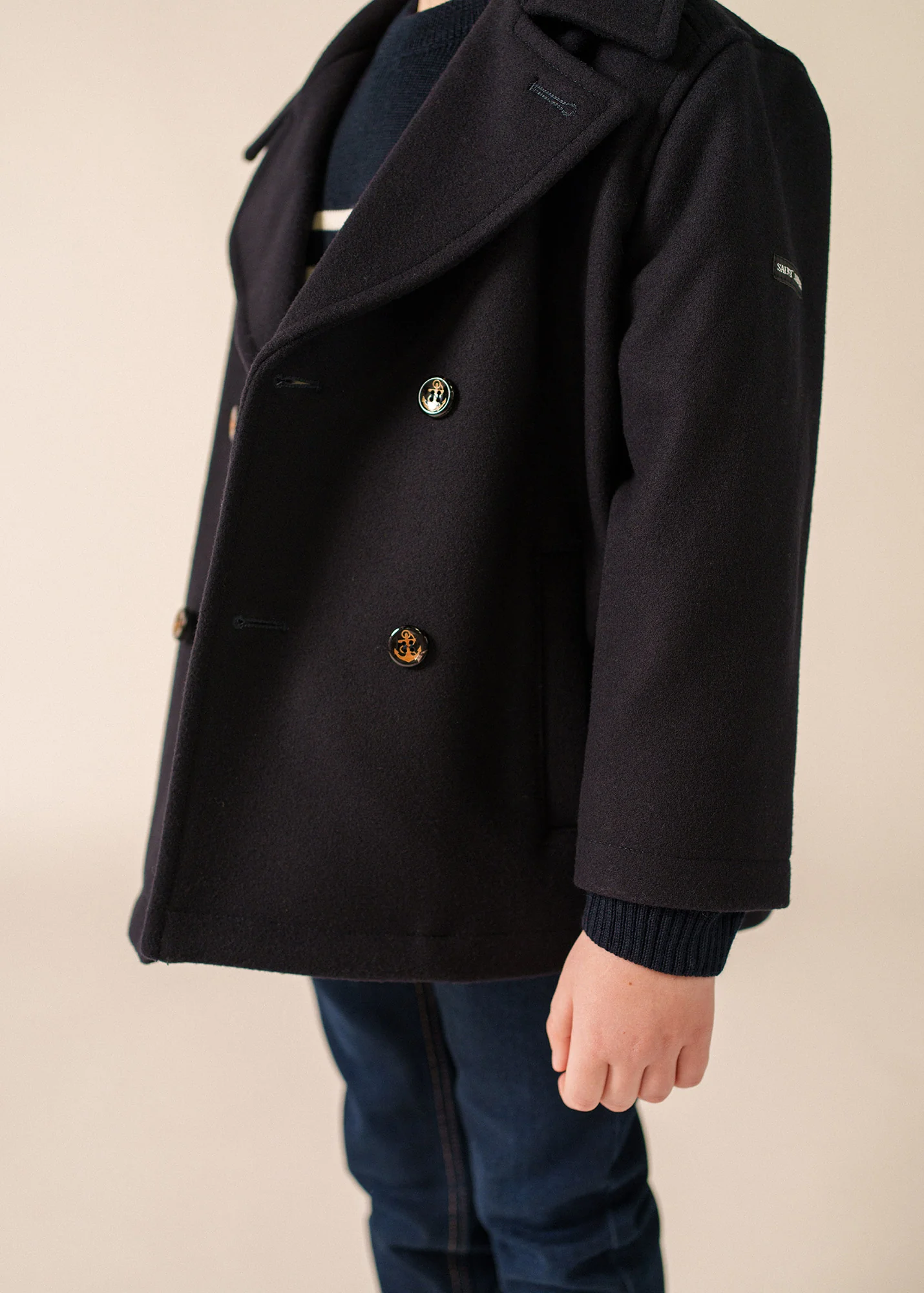 Caban enfant St Suliac - en drap de laine (NAVY) - Image 4