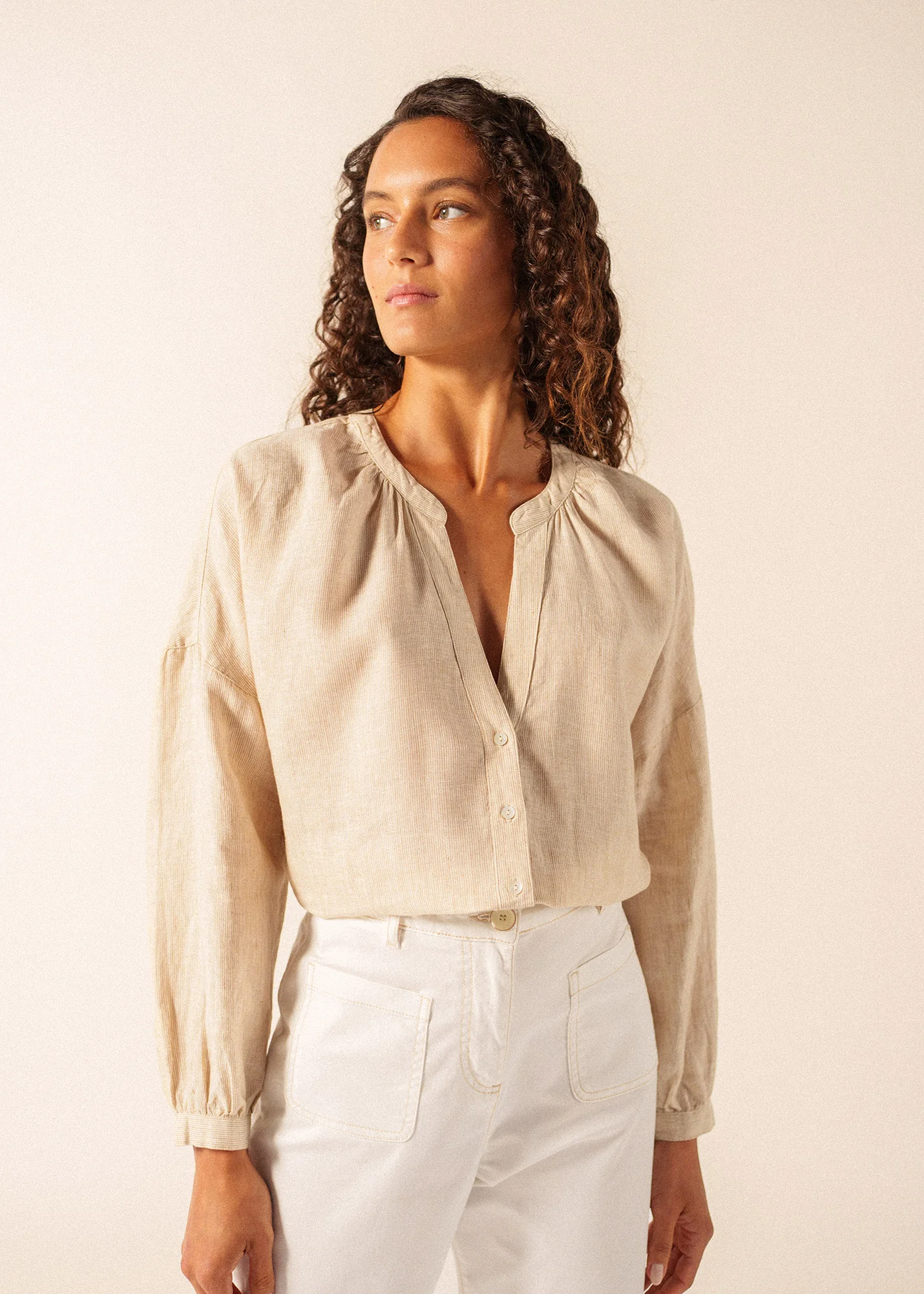 Chemise Charlotte (BLANC/EXPRESSO) - Image 3