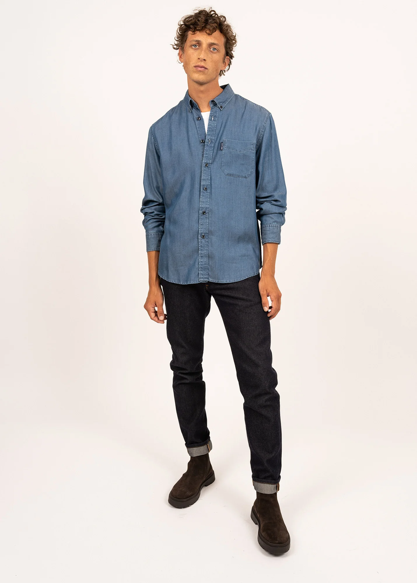 Chemise manches longues Frederic - en chambray (CHAMBRAY) - Image 3