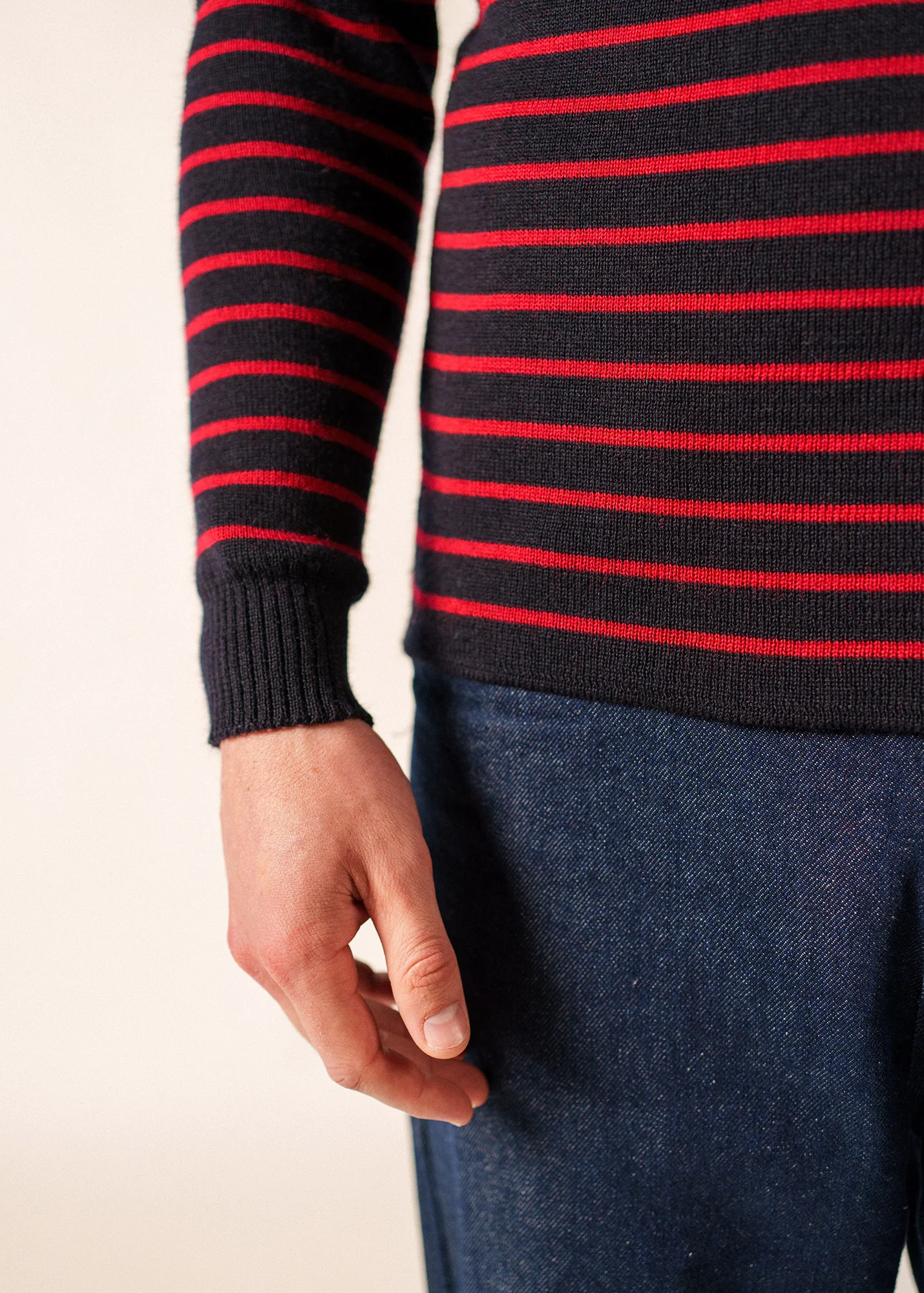 Pull marin rayé Matelot - coupe ajustée (NAVY/MEDOC) - Image 5