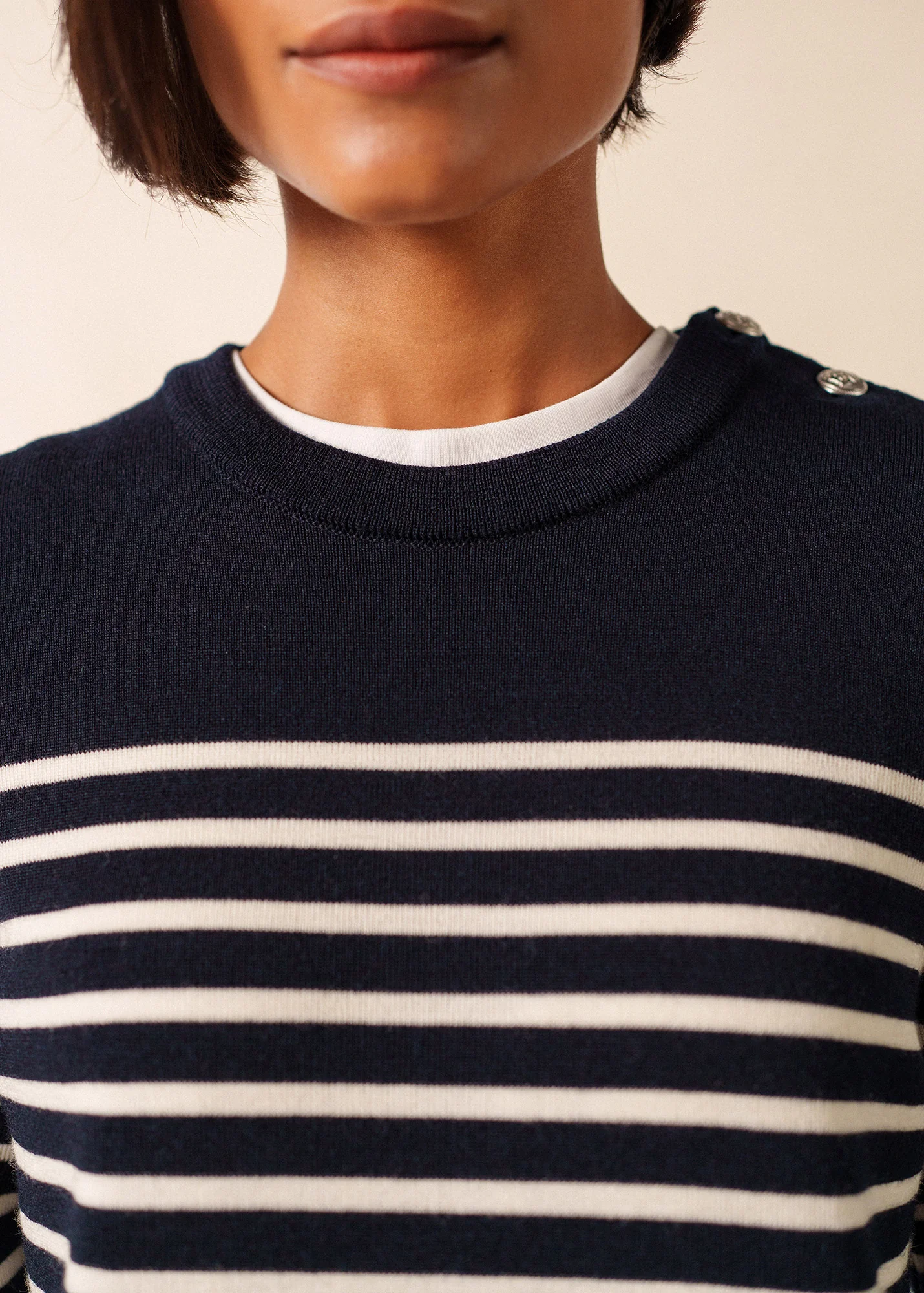 Robe pull longue Marée - rayée, en laine (NAVY/ECUME) - Image 4