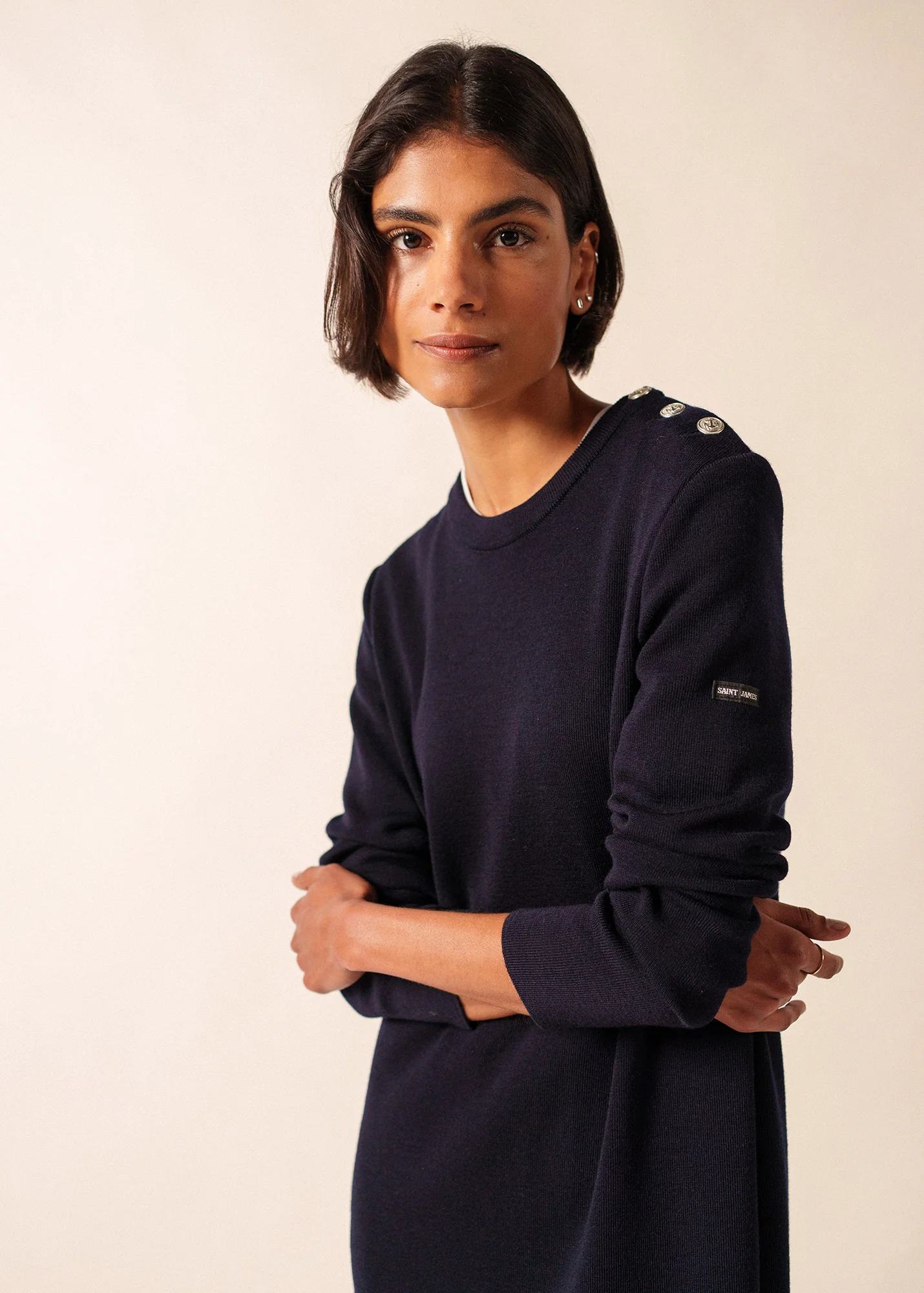 Robe pull longue Marée - unie, en laine (NAVY) - Image 3