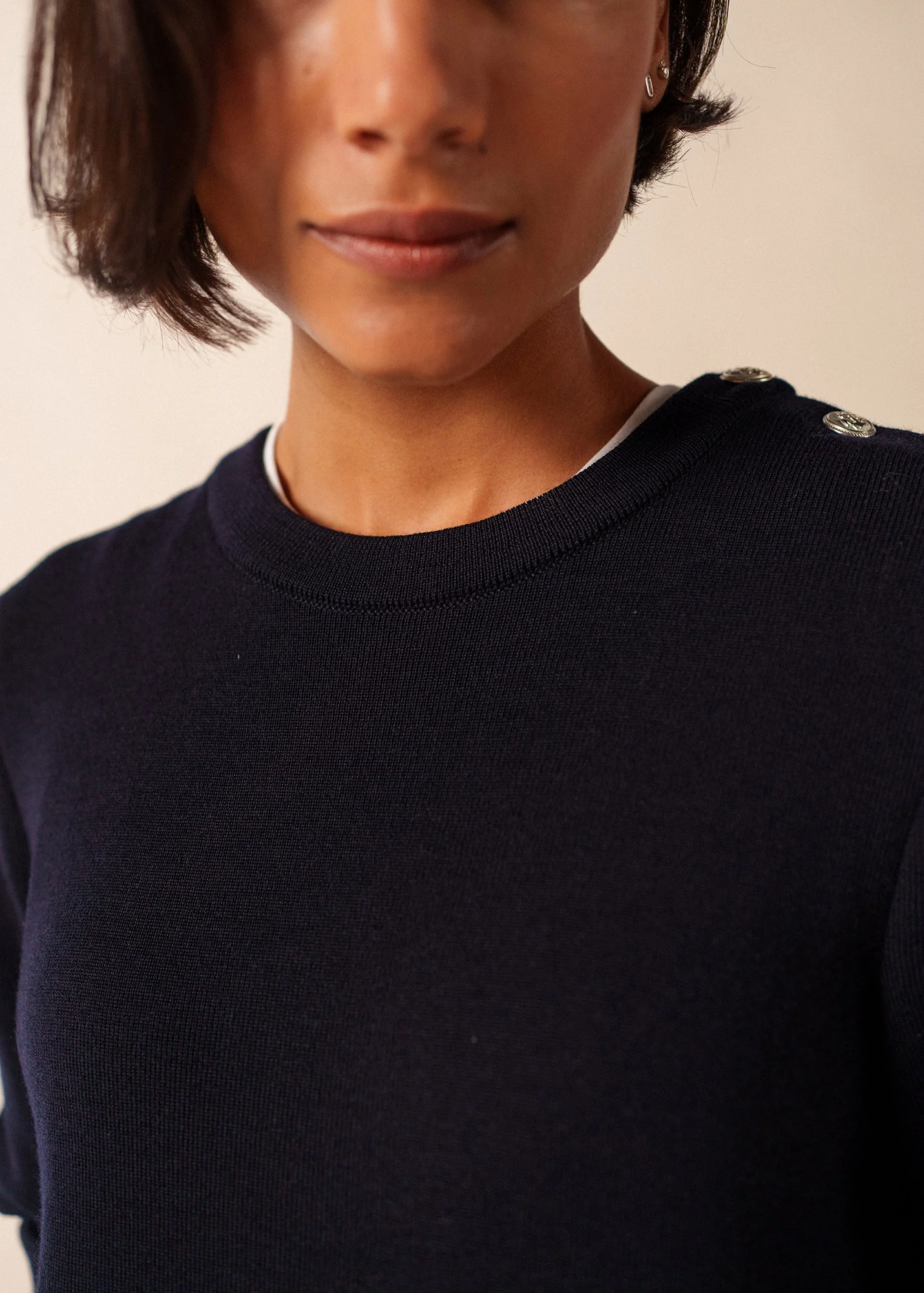 Robe pull longue Marée - unie, en laine (NAVY) - Image 4